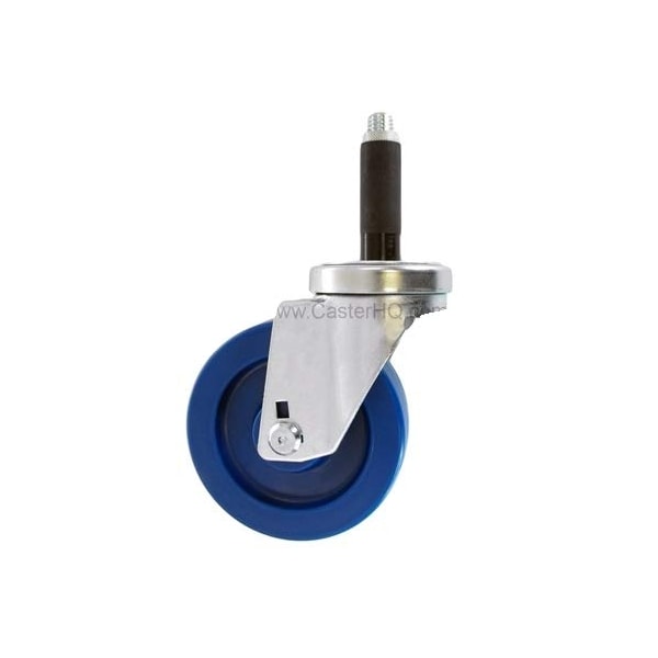 4"x1-1/4" Swivel Caster, Blue Solid Polyurethane Wheel, 1" Expandi